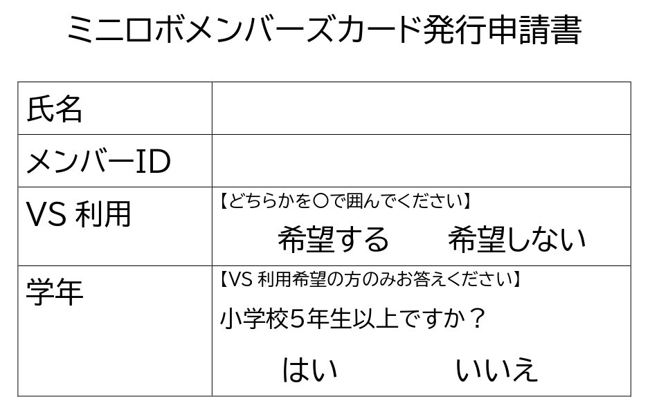 http://『ミニロボメンバーズカード発行開始』